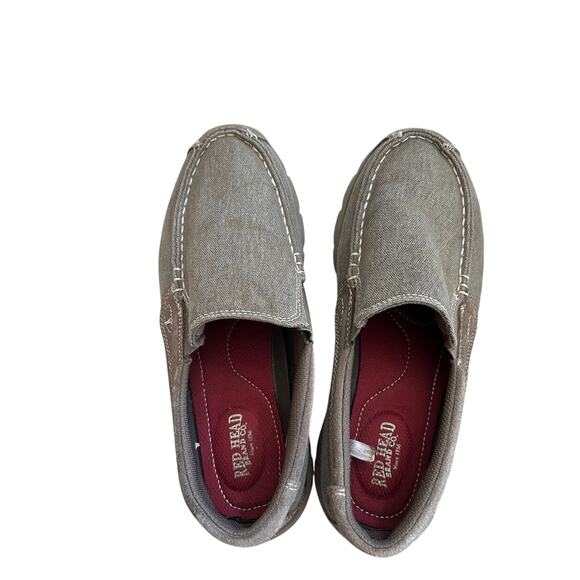 Read Head Brand Co Loafer Shoes Mens 8 Gray Canvas Leather Flat Cozy Casual - Picture 1 of 7